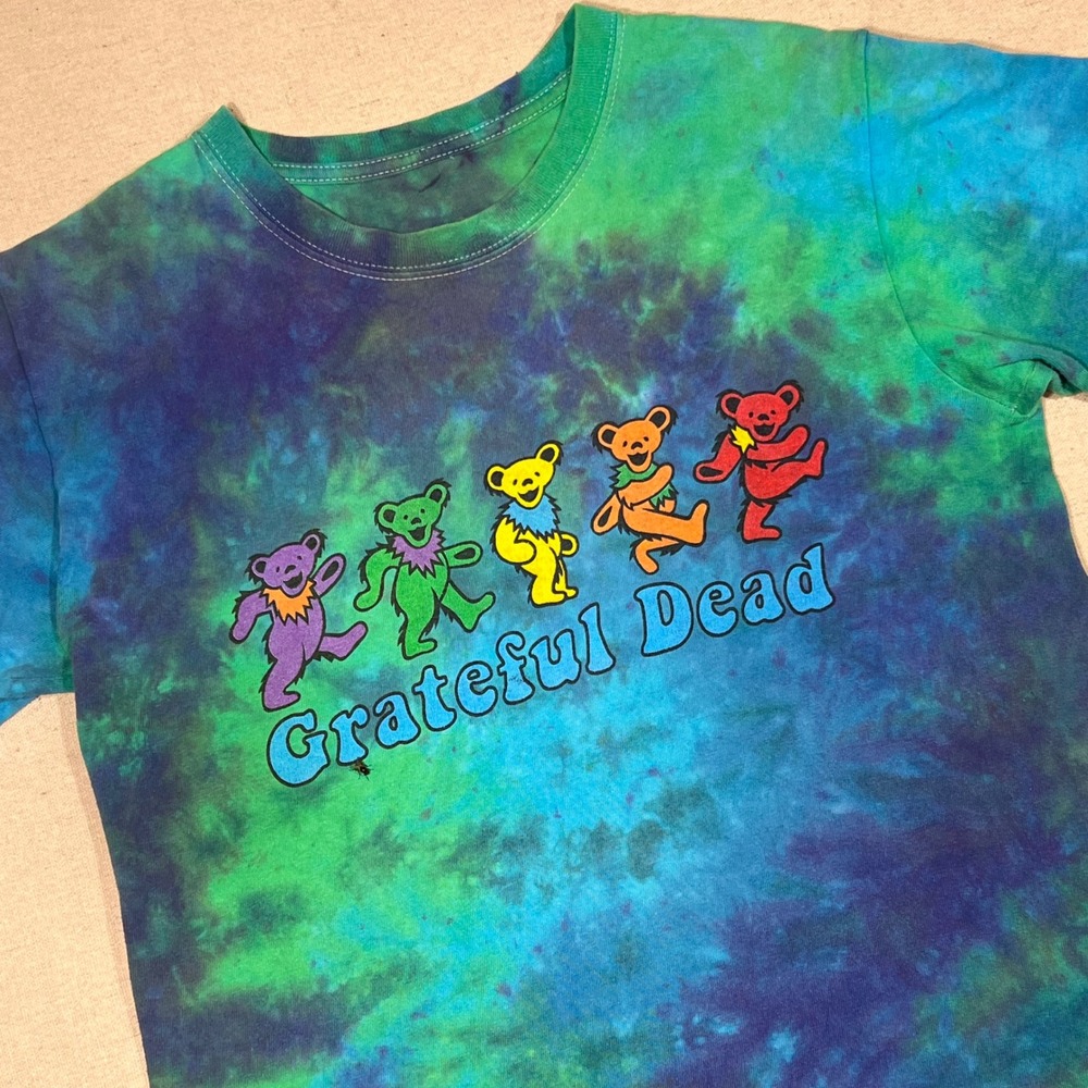 Grateful Dead‎ Tie Dye Dancing Bears T Shirt Colorful Graphic Tee Cut Tag *READ